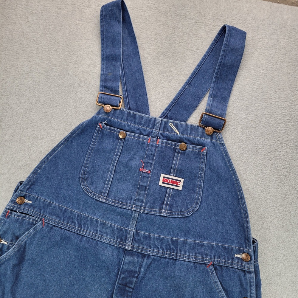 Big Mac VTG Mens Denim Bib Overalls Blue Made in USA W42 L30 Carpenter Utility‎